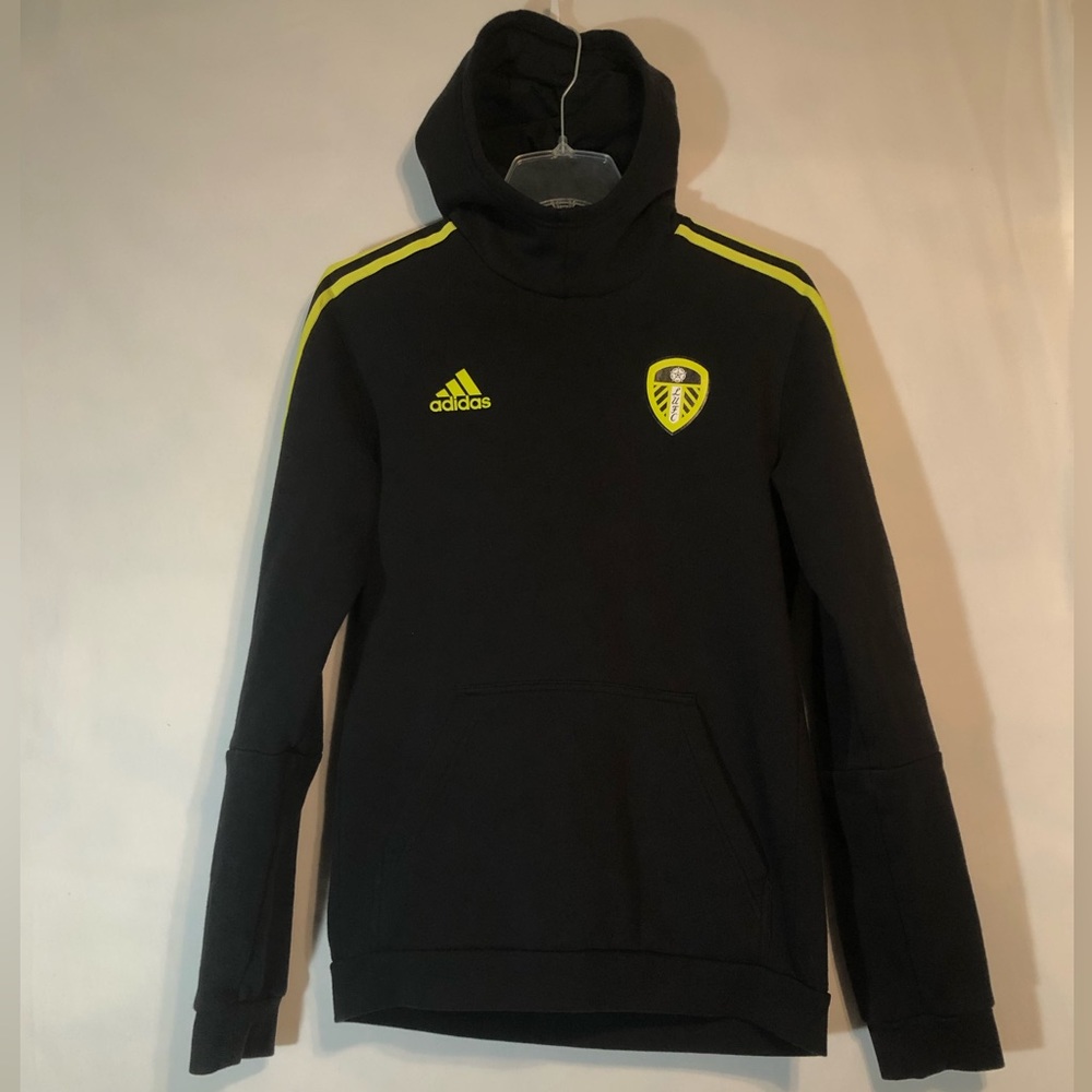 Black Adidas Leeds United Football Club Mens Training Hoodie